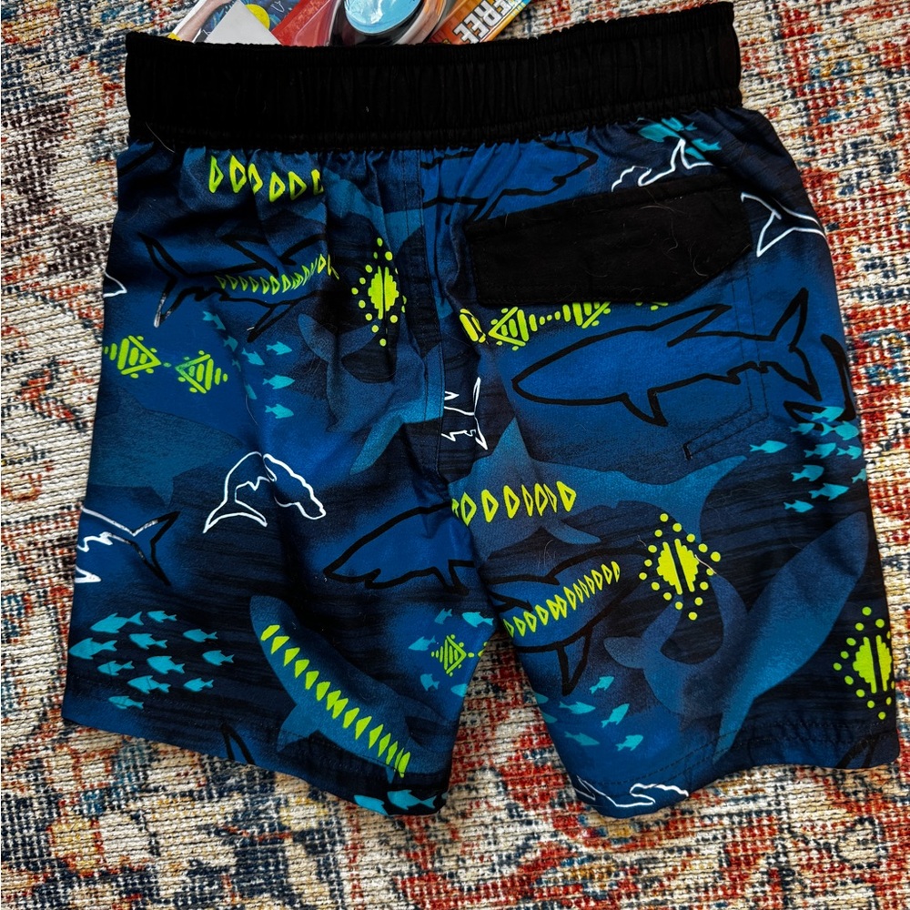 NWT Shark Print Swim Shorts & Googles UV Prot Boys Sz 4 - 5 Zeroposure Quick Dry - Picture 2 of 12
